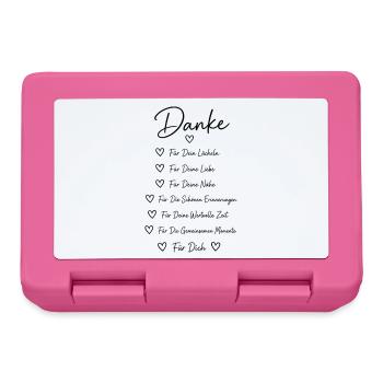 Danke Für Deine Liebe Herz Spruch Geschenk - Brotdose - Pink - Vorne