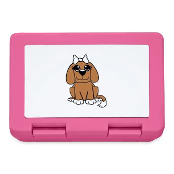 Dog Sitting Little Pretty Lady Bow Female - Lunchbox - pink - Front