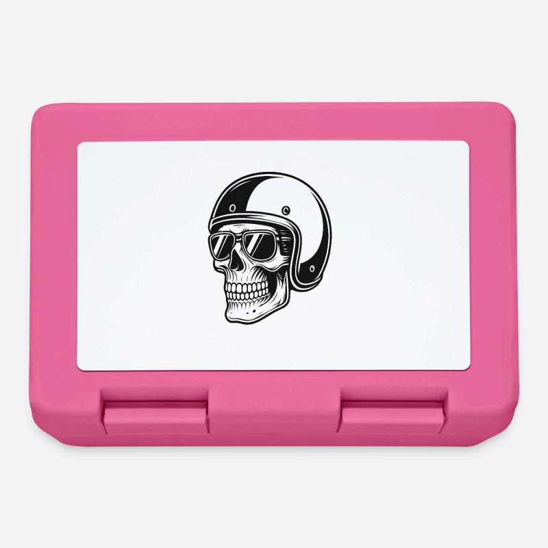 Image de motard squelette avec casque - Boîte à goûter - rose