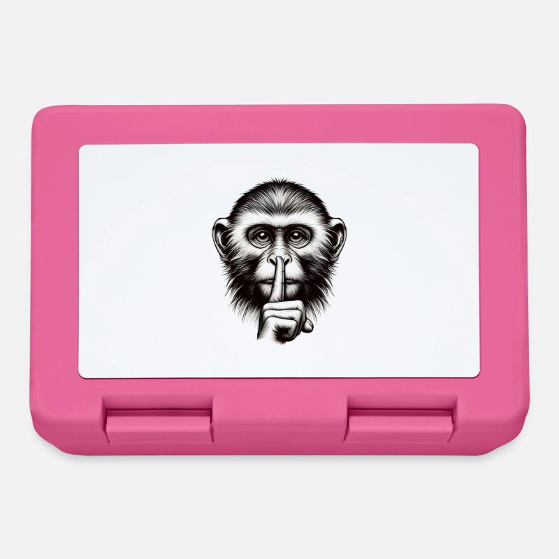 Singe silencieux - Logo - Boîte à goûter - rose