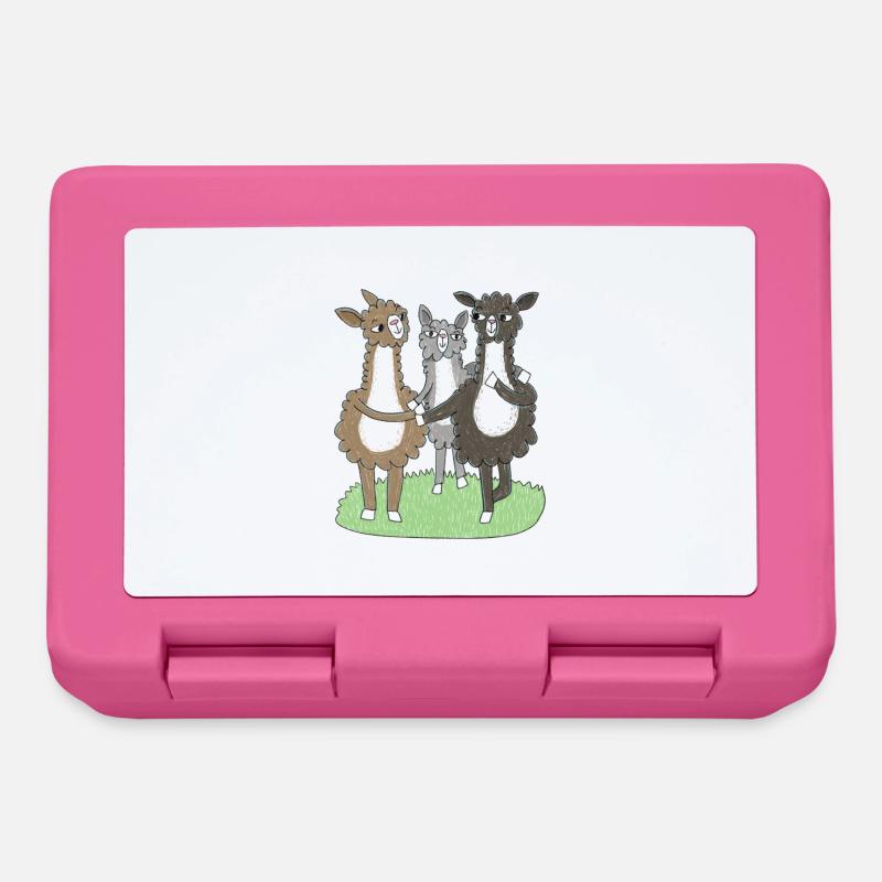 Trois amis lamas - Boîte à goûter - rose