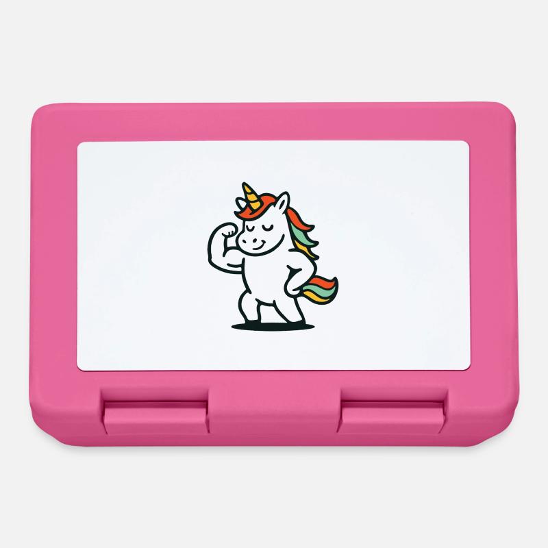 Niedliches flexendes Einhorn mit buntem Mähnen-Maskottchen - Brotdose - Pink
