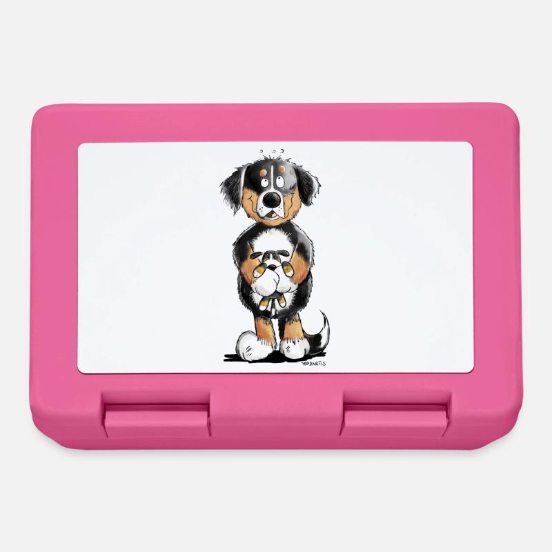 Berner Sennenhund mit Spielzeug I Comic Hund - Brotdose - Pink