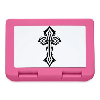 Croix, Crucifix, avec des épines, style gothique. - Boîte à goûter - rose - Devant
