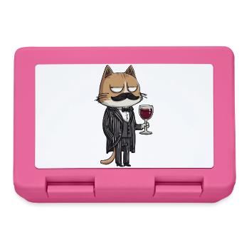 Mafia Cat with Wine | Funny Cartoon Illustration - Brotdose - Pink - Vorne