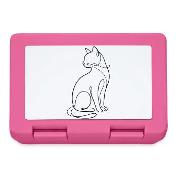Einzeilige sitzende Katzensilhouette - Brotdose - Pink - Vorne