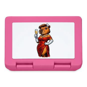 Elegant capybara lady with sparkling wine - Lunchbox - pink - Front