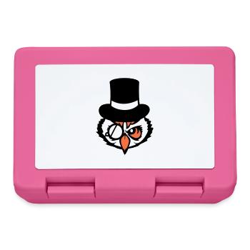 Sir Eule Zylinder Hut Monokel Brille reicher Herr - Brotdose - Pink - Vorne