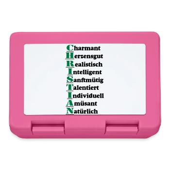 Christian Vorname,Namensschild,Name,Fun Shirt (25) - Brotdose - Pink - Vorne