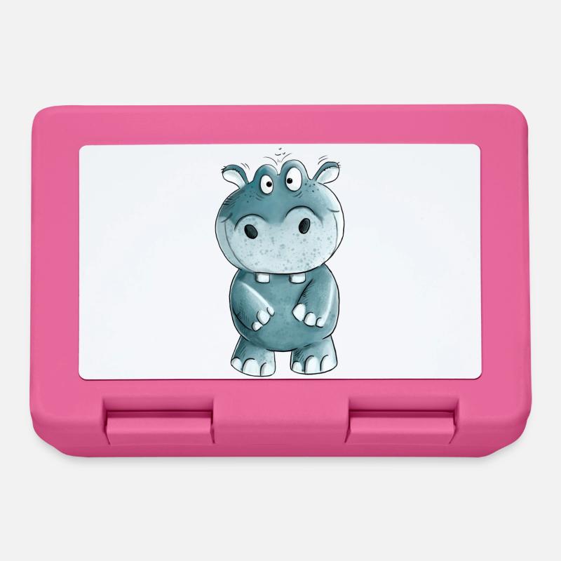 Blue Hippo I Wildlife Comic - Boîte à goûter - rose