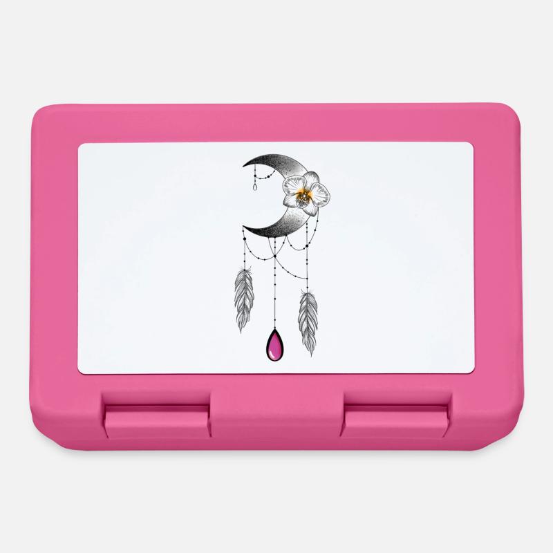 Moon Orchid Feather and Pearl Type Dream Catcher - Lunchbox - pink