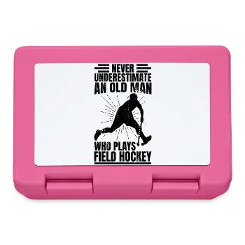 Old Man Playing Field Hockey - Lunchbox - pink - Front