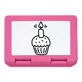 Muffin mit einer Kerze zum Geburtstag - Brotdose - Pink - Vorne