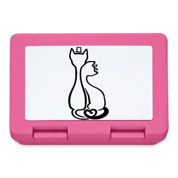 Elegant Cat Couple Line Art | Love & Romance Style - Lunchbox - pink - Front