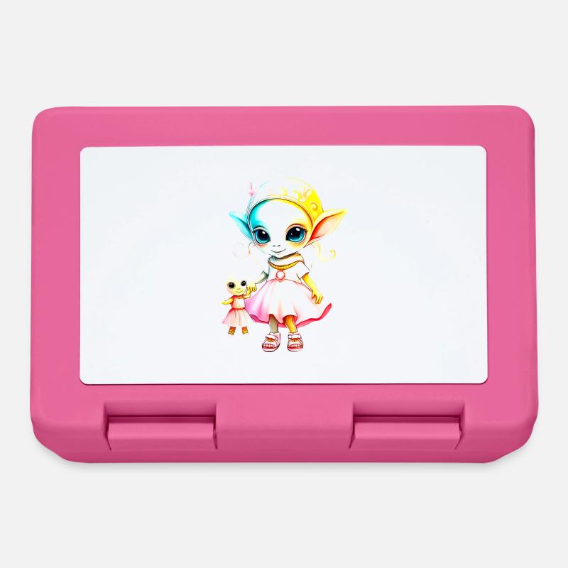 Alien mit Puppe - Brotdose - Pink
