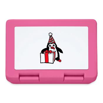 Pingouin Anniversaire Cadeau Fête Célébrer Chapeau Enfant - Boîte à goûter - rose - Devant