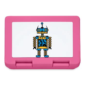 Ein Roboter mit Zahnräder - Brotdose - Pink - Vorne