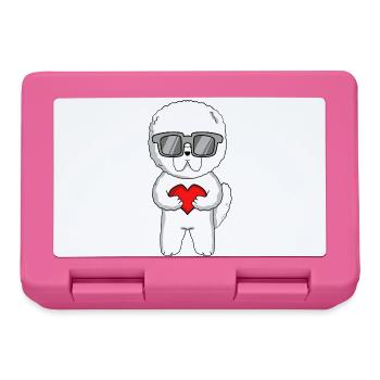 Bichon Frise avec lunettes de soleil et cœur - Boîte à goûter - rose - Devant