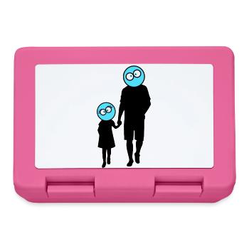 Familie Silhouette Liebe Kinder Eltern Mama Papa - Brotdose - Pink - Vorne