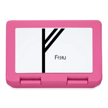 Rune Fehu avec Nom Noir – Viking Futhark - Boîte à goûter - rose - Devant