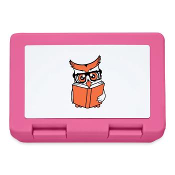 Owl Nerd Geek Book Reading Bird Eagle Owl Glasses Smart - Lunchbox - pink - Front