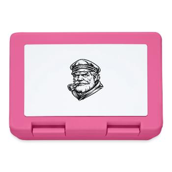 Kapitän mit Pfeife im Holzschnitt-Stil - Brotdose - Pink - Vorne