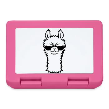 Lama Wütend Cool Sonnenbrille Pelzig Alpaka Sauer - Brotdose - Pink - Vorne