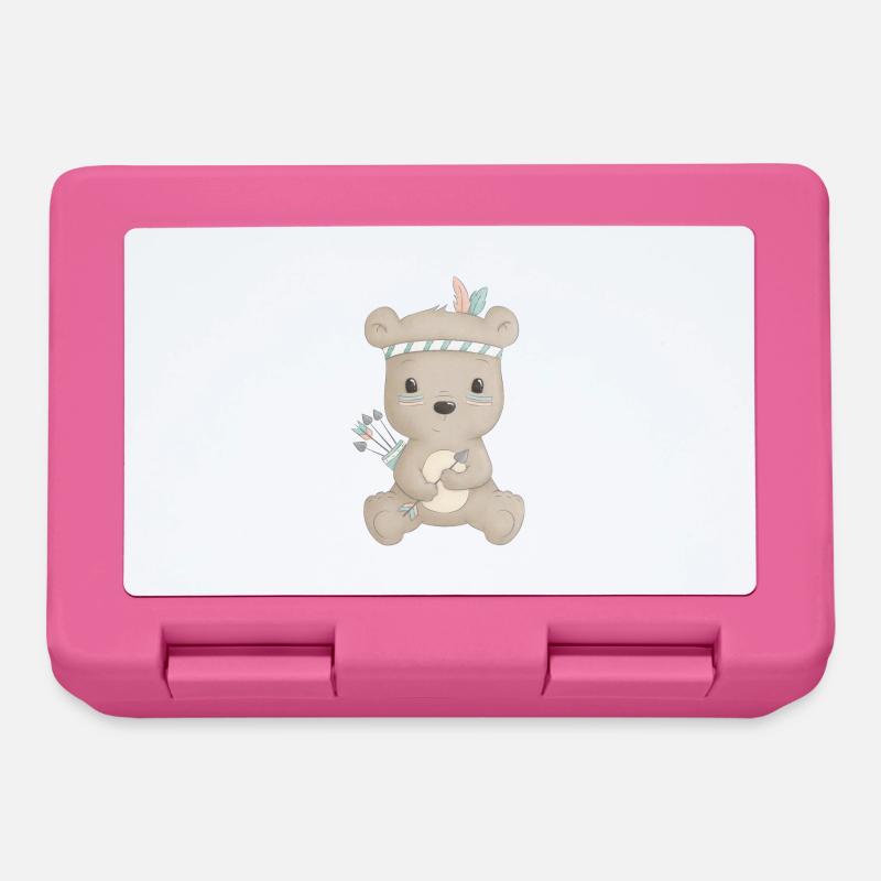 cute bear boho - Lunchbox - pink