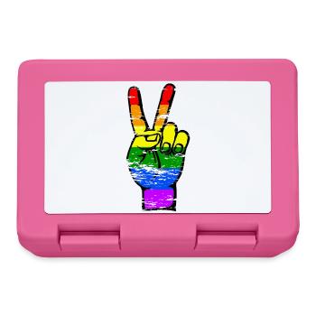 LGBT Flag Peace Victory Symbol Used - Lunchbox - pink - Front