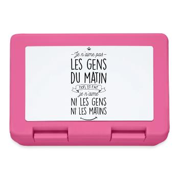 Je n'aime ni les gens ni les matins - Boîte à goûter - rose - Devant