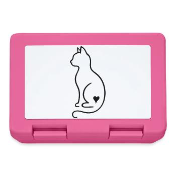 Minimalist Cat Line Art – Black Design - Lunchbox - pink - Front