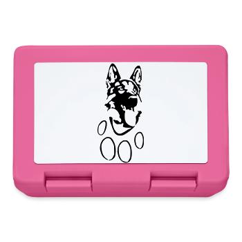 Schäferhund Kopf u. Pfote Design für Shirt u Hoody - Brotdose - Pink - Vorne
