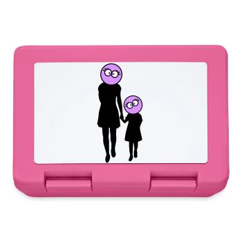 Familie Silhouette Liebe Kinder Eltern Mama Papa - Brotdose - Pink - Vorne