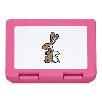 2 Bunnies Child Dad Mom Cute Two Shoulder Leaning - Lunchbox - pink - Front