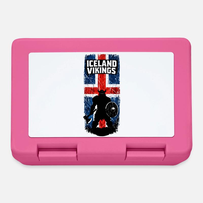 Iceland Vikings Silhouette - Lunchbox - pink