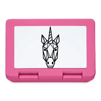 Geometrischer Einhornkopf Linienkunst (black) - Brotdose - Pink - Vorne