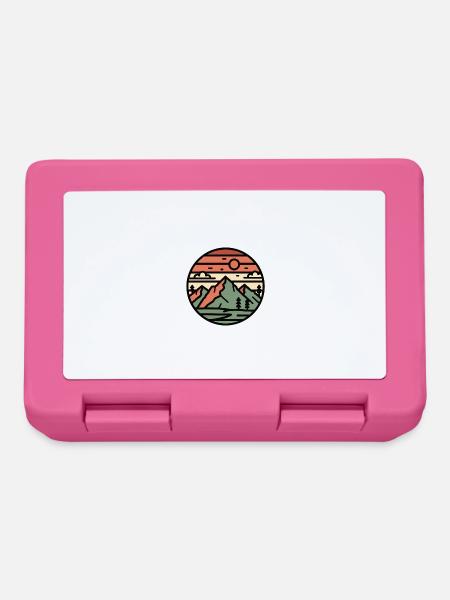 Circular landscape mountains in sunset - Lunchbox - pink