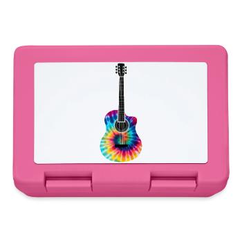 Multi-Colored Tie Dye Guitar Design - Lunchbox - pink - Front