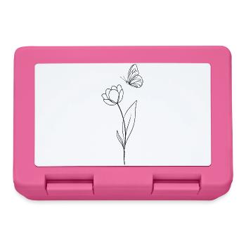 Flower with butterfly - black and white - Lunchbox - pink - Front
