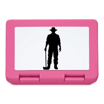 Bauer mit Hut und Schaufel Silhouette - Brotdose - Pink - Vorne