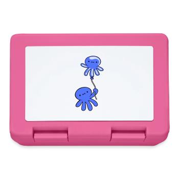 Octopus Holding Balloon Cute Child Happy Comic - Lunchbox - pink - Front
