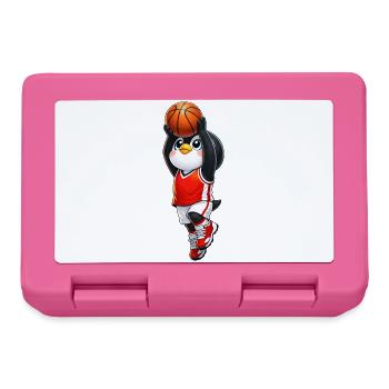 Cute Penguin Basketball Player Cartoon Sportsman - Lunchbox - pink - Front