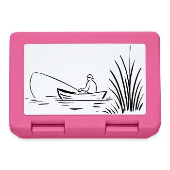 Angler in boat at the lake - Lunchbox - pink - Front