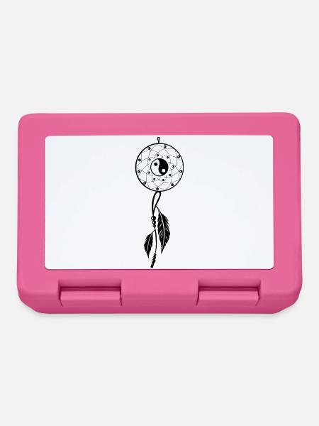 Dreamcatcher with feather and Yin & Yang - Lunchbox - pink