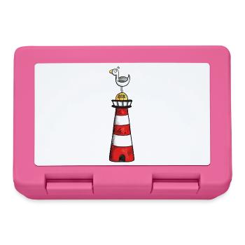Möwe auf dem Leuchtturm - Nordsee - Geschenk - Brotdose - Pink - Vorne