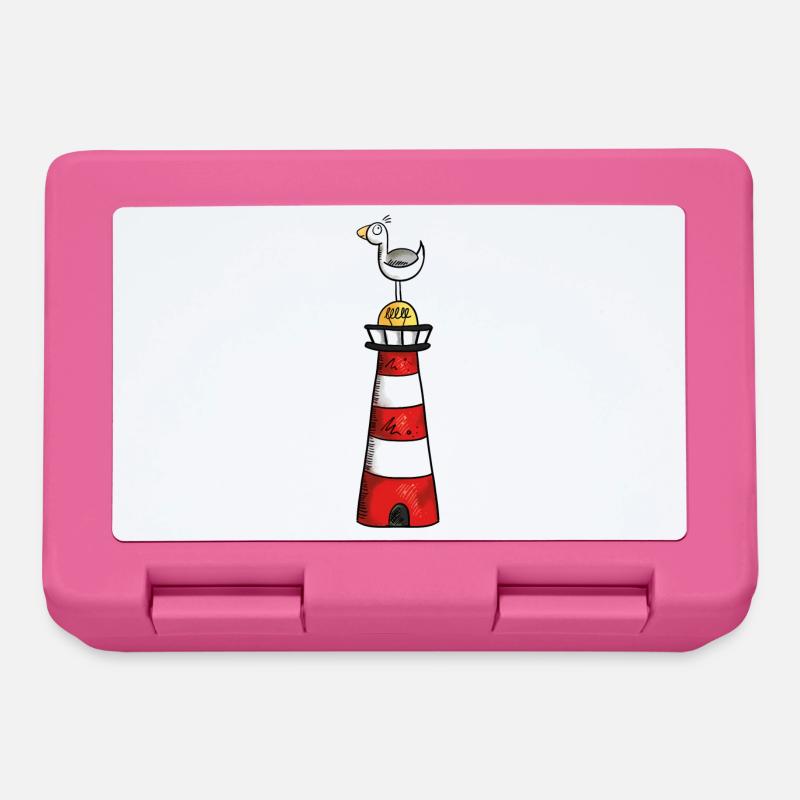 Möwe auf dem Leuchtturm - Nordsee - Geschenk - Brotdose - Pink