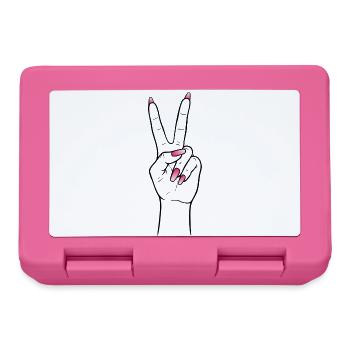 Kawaii Peace Hand – Mignonne design d’ongles roses - Boîte à goûter - rose - Devant