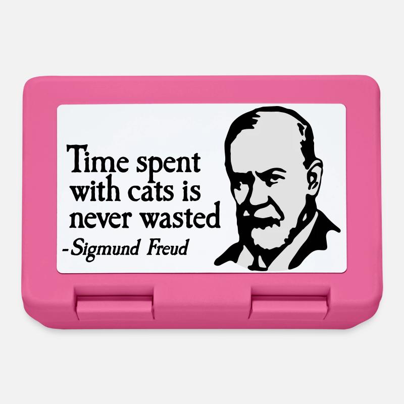 Time spent with cats is never Sigmund Freud - Boîte à goûter - rose