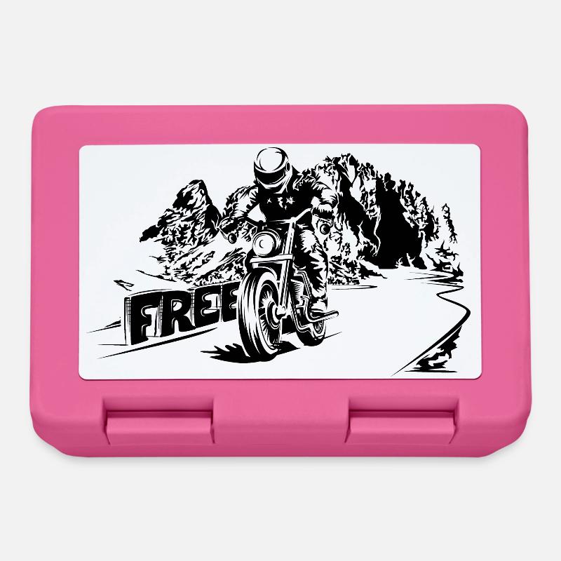 Motorrad frei Berge Dolomiten Biker Symbol Logo - Brotdose - Pink