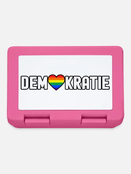 Demokratie mit Regenbogenherz - Brotdose - Pink